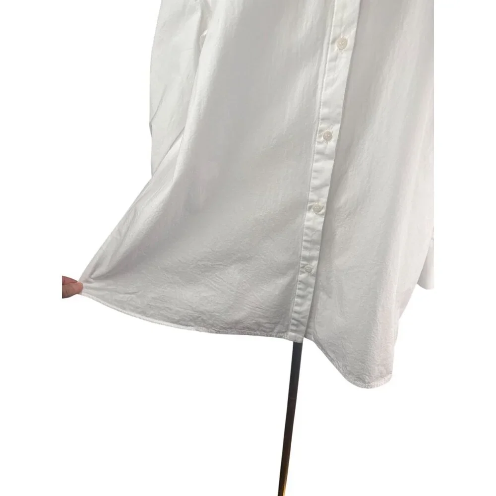 2/$30 ZARA White Poplin XS Cotton Dolman Long Puffy Sleeve 3 Button-Up Shirt